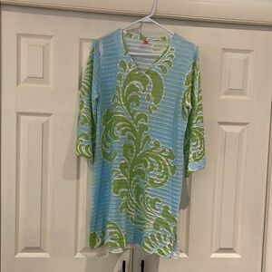 Green and Blue Patterned Women's Dress